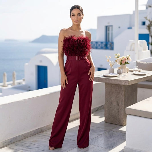 Andrew Fur Belted Jumpsuit