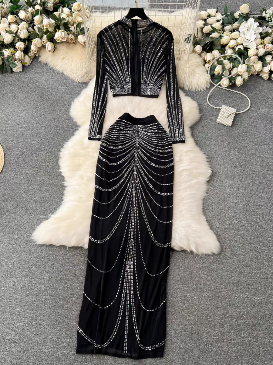 Black party wear co-ords for women