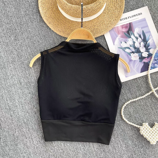 Black Mesh Padded Top