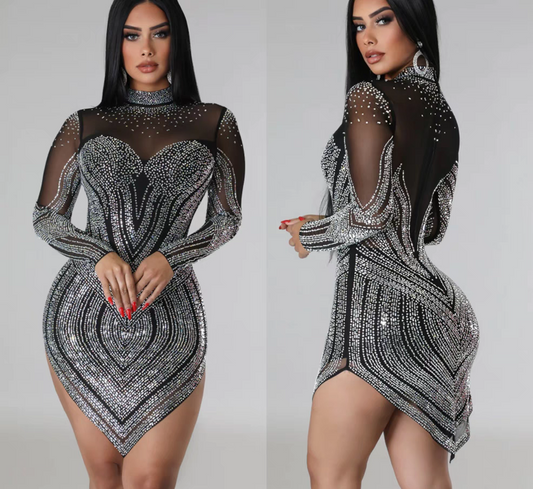Black Rhinestone Dress