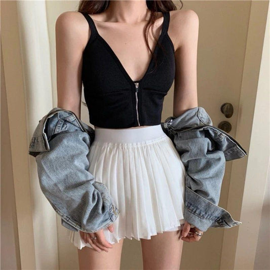 Black Zipper Cami Top