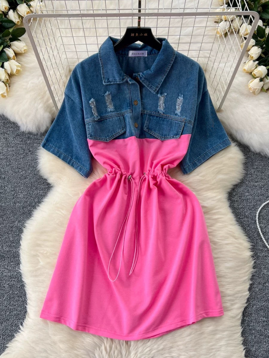 Henry Two Tone Denim Dress GLAD AND GLAM Henry Two Tone Denim Dress GLAD AND GLAM