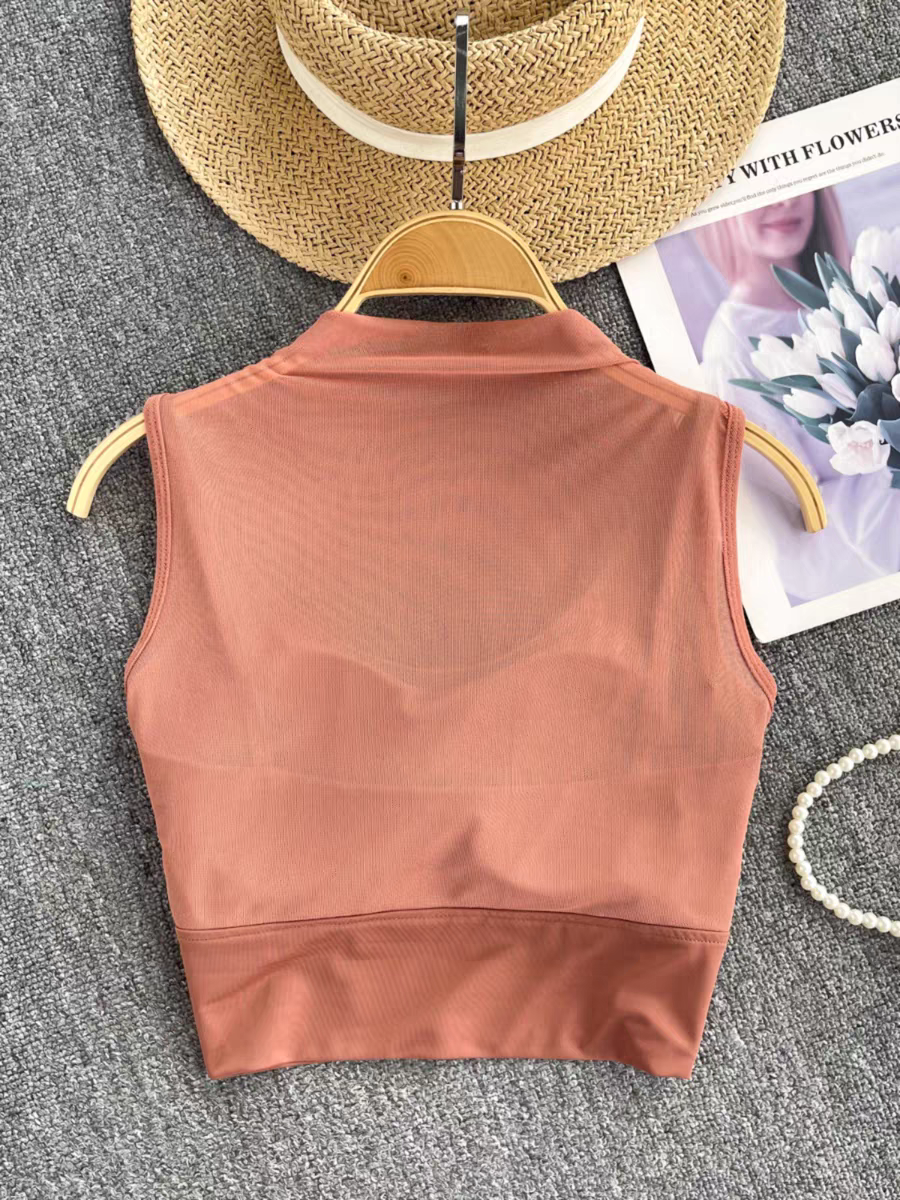 Orange mesh top