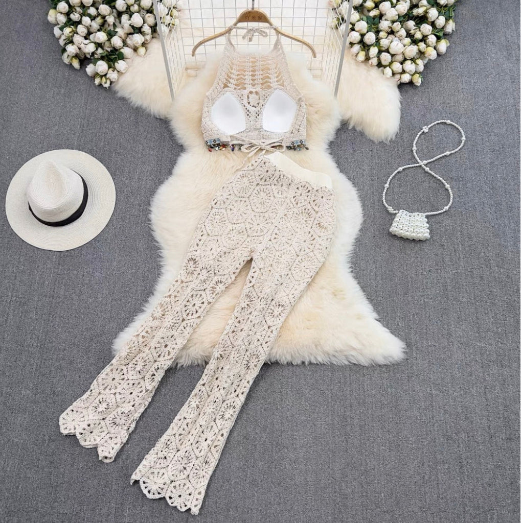 Beige Crochet Co-Ords