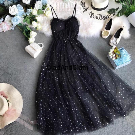 Ana Mesh Glittery Maxi Dress