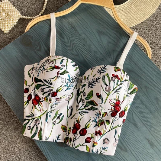 Cherry Floral Bustier