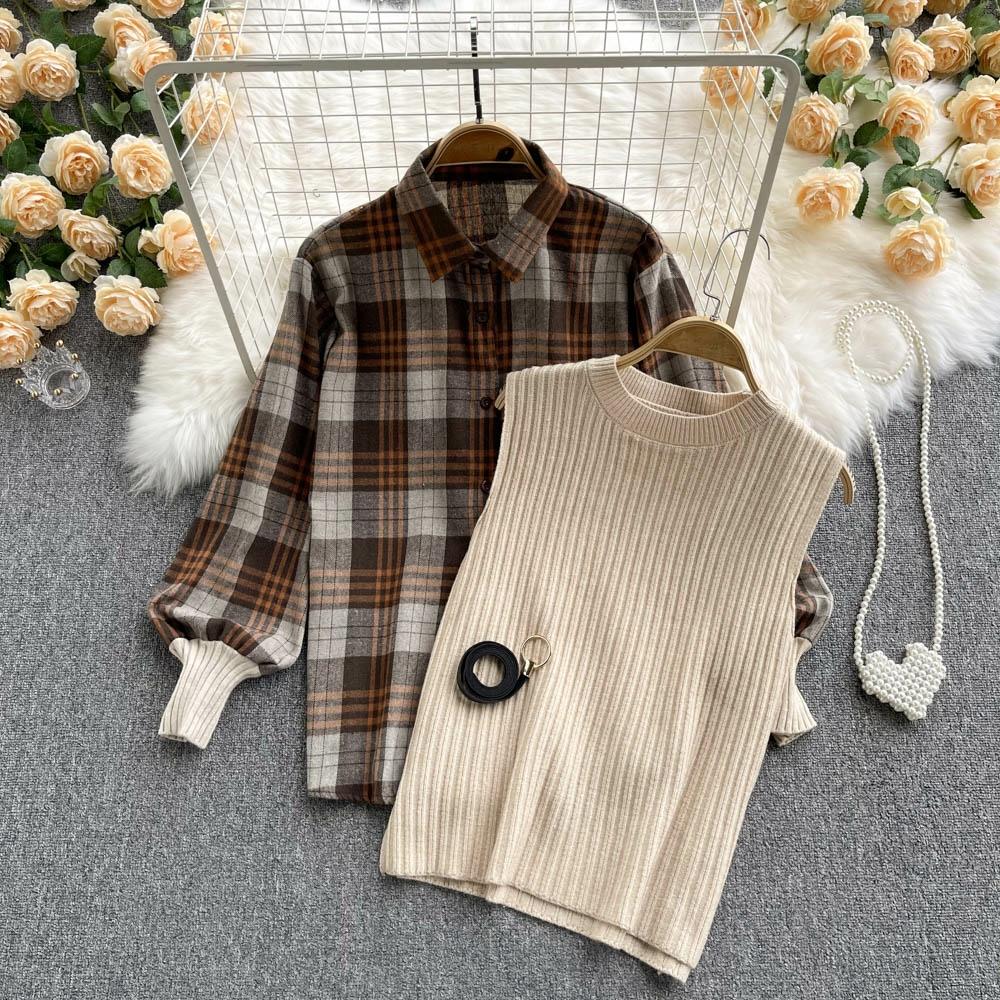 Plaid Shirt With Sweater