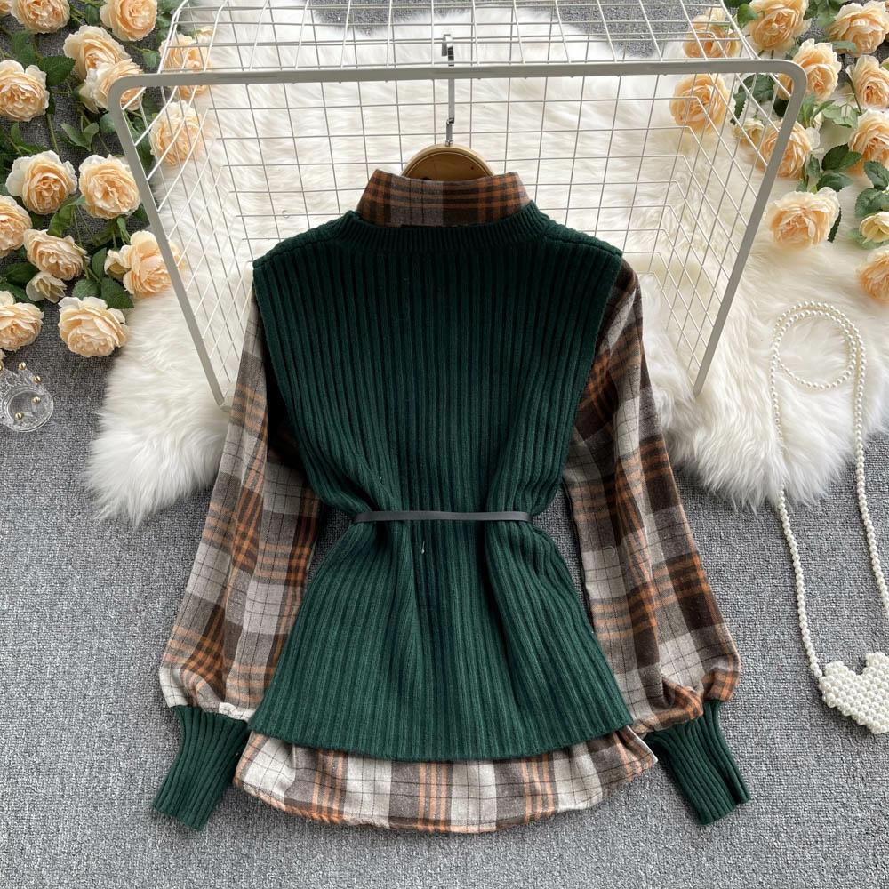 Green Plaid Shirt With Sweater