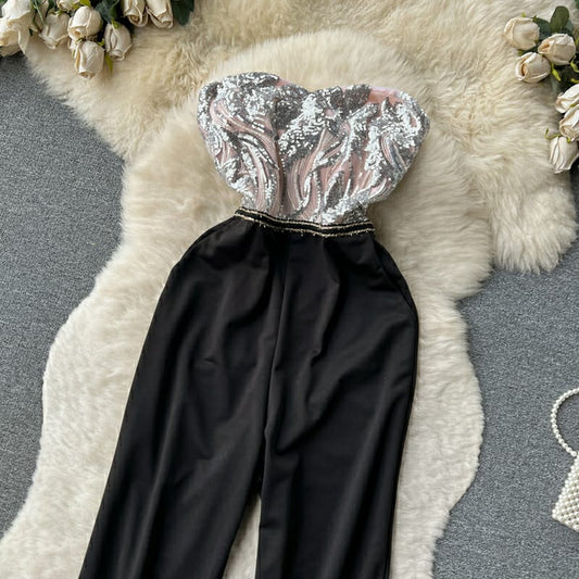 Black Sequin Jumpsuit