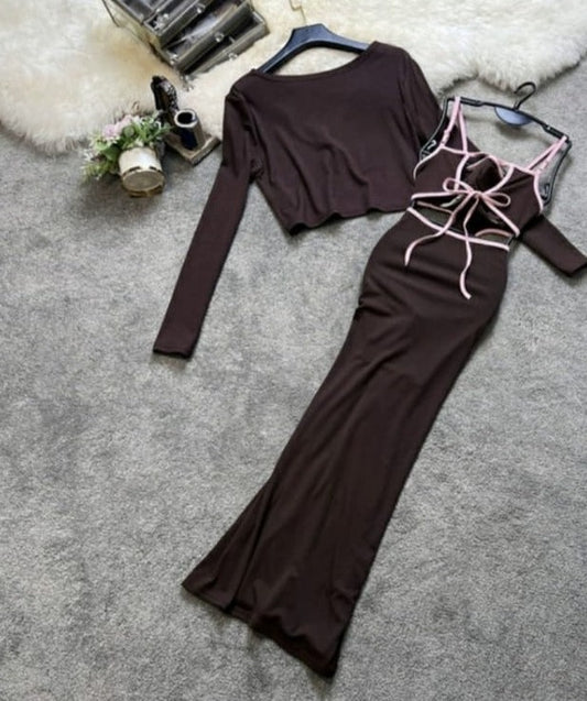 Brown Dress With Shrug