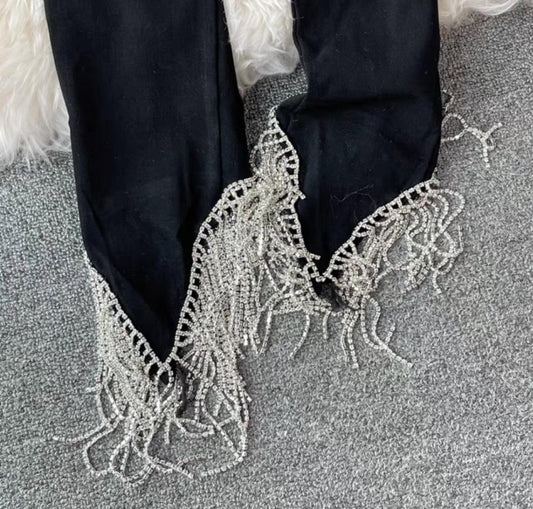 Rhinestone Tassel Pants