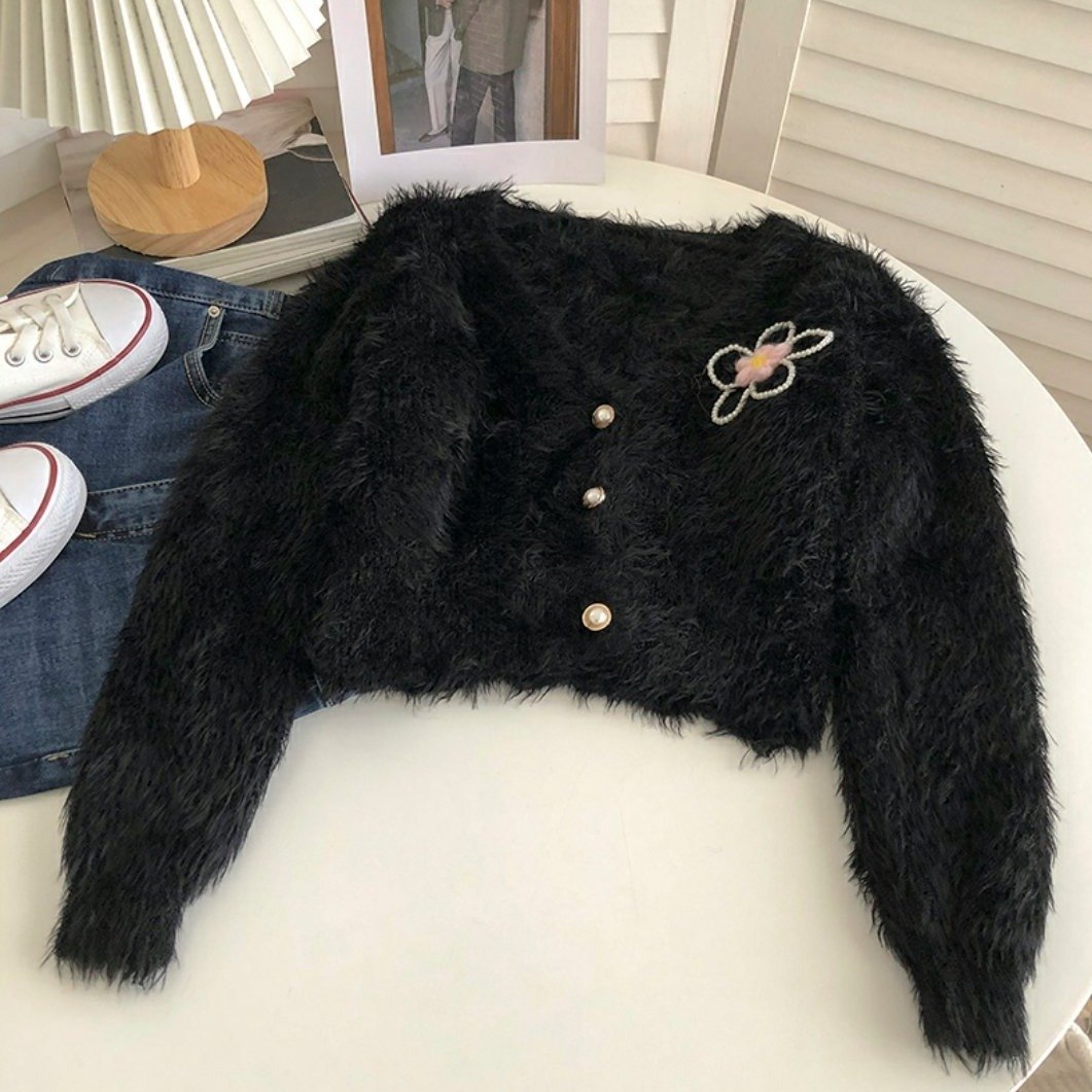 Black Fur Cardigan