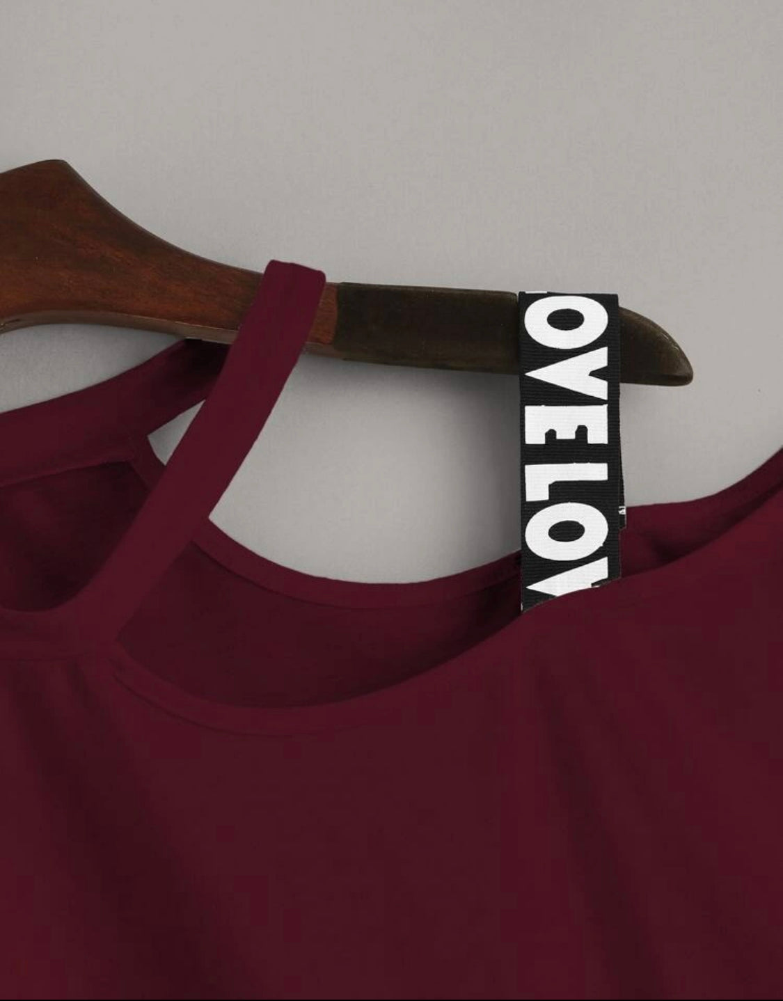 Asymmetrical Neck Lettering Tape Tee