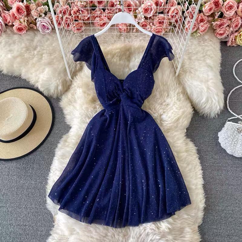 Blue Shimmery Skater Dress