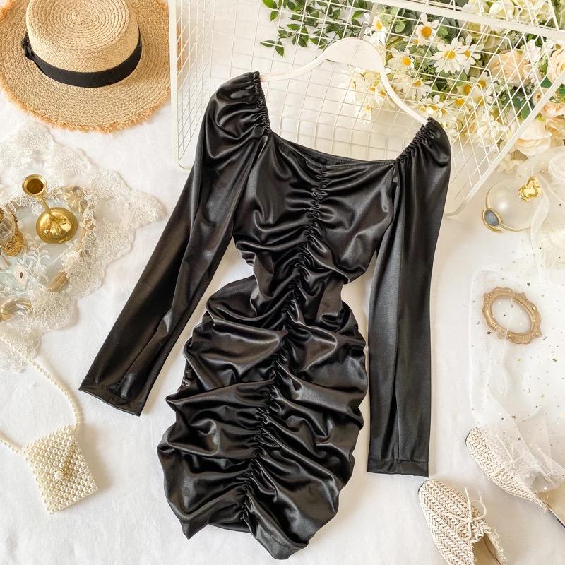 Leyla Ruched Satin Dress