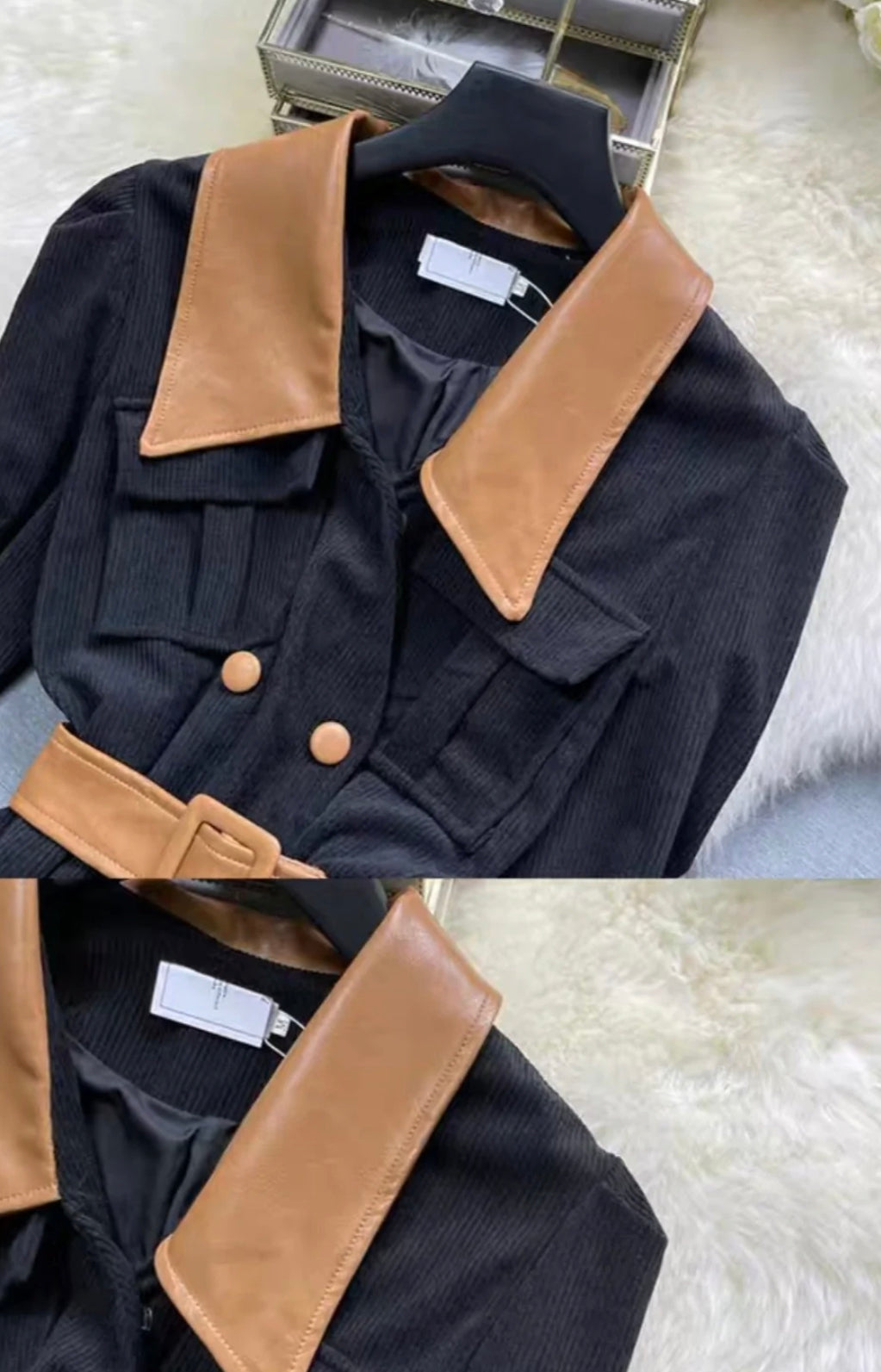 Stefan Leather Collar Blazer