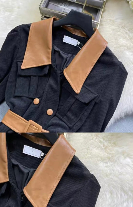 Stefan Leather Collar Blazer