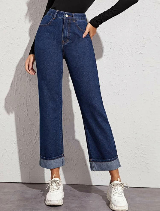 High Waist Straight Leg Jeans