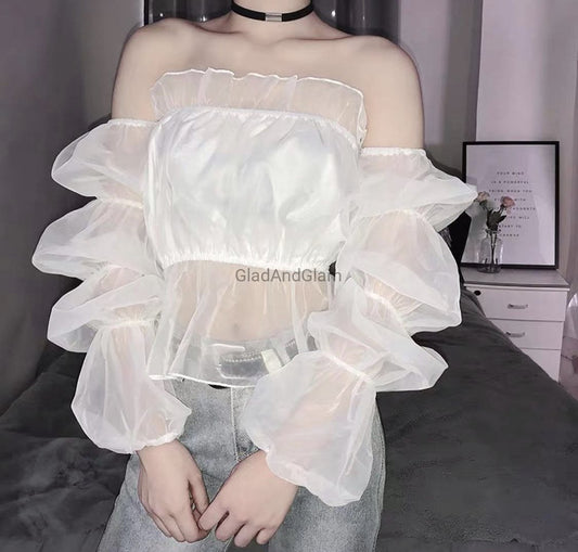 Betty Puff Sleeve Mesh Top