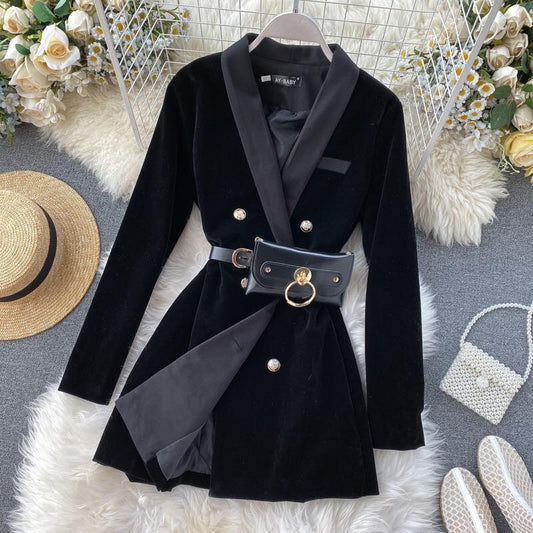 Velvet Blazer With Belt