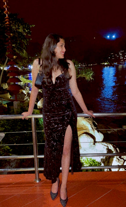 Renee Velvet Slit Maxi Dress