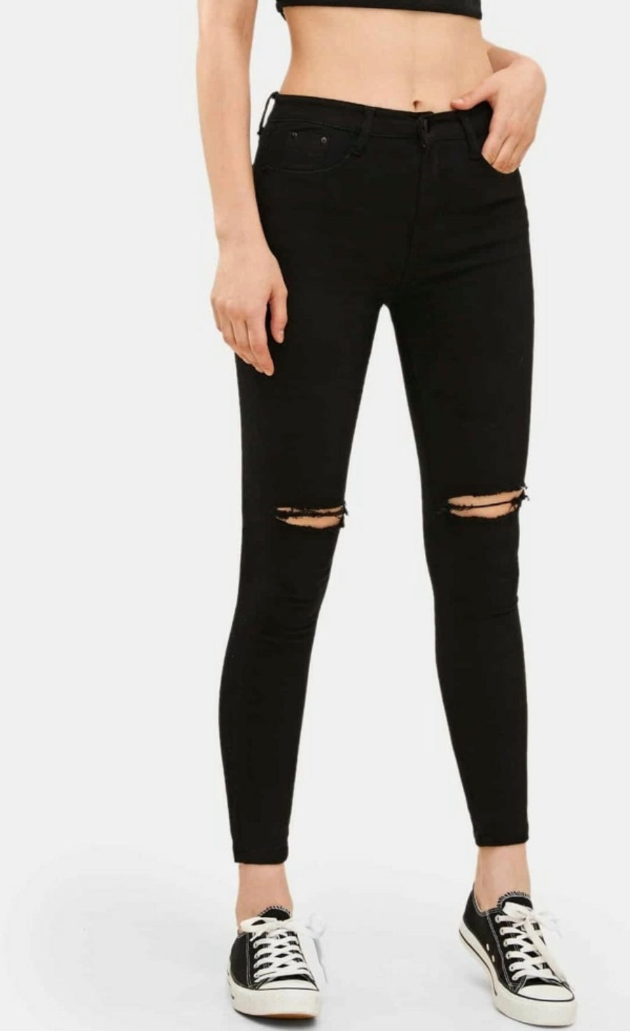 High-Waisted Ripped Skinny Jeans