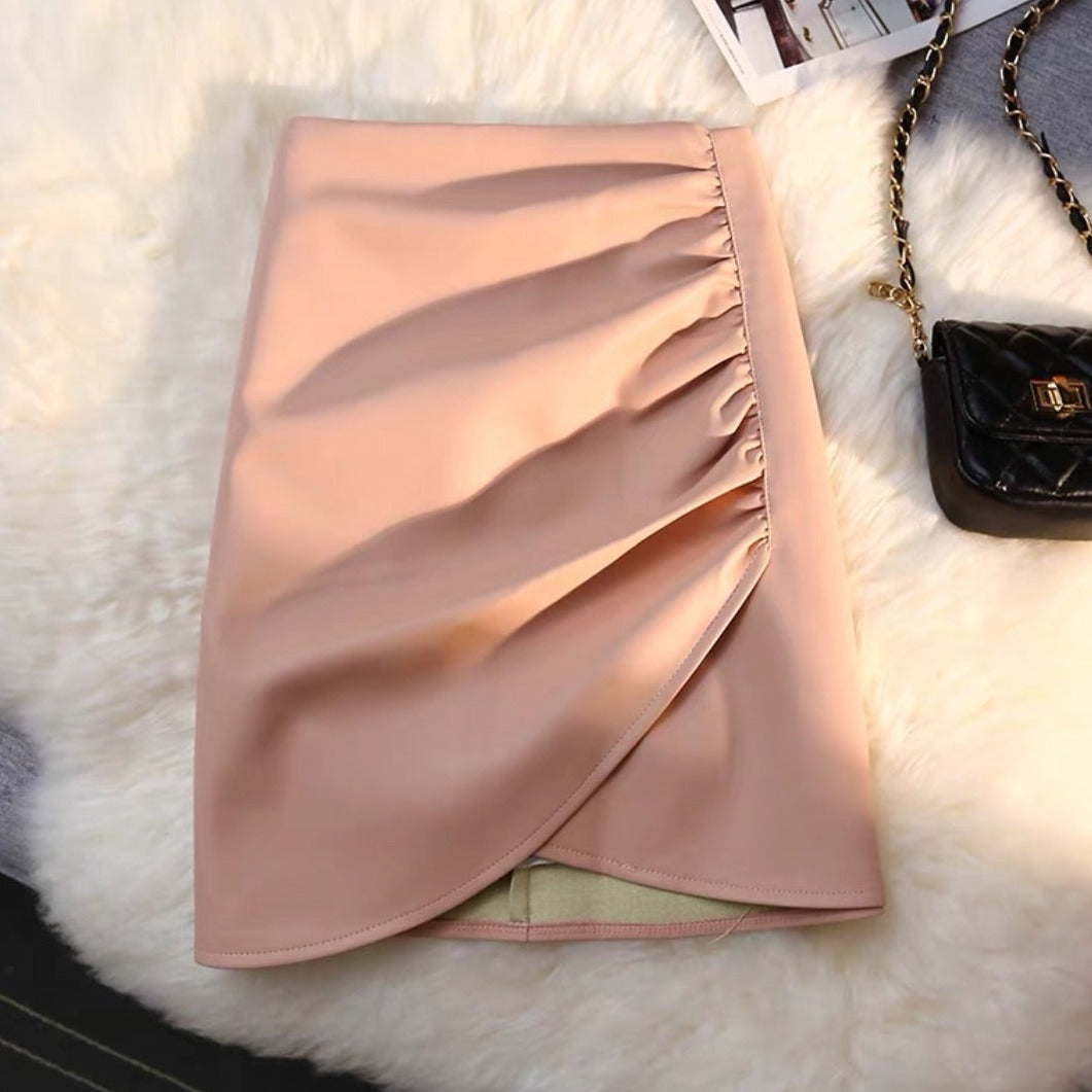 High Waisted Leather Skirt