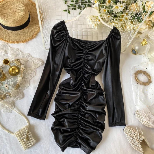 Leyla Ruched Satin Dress