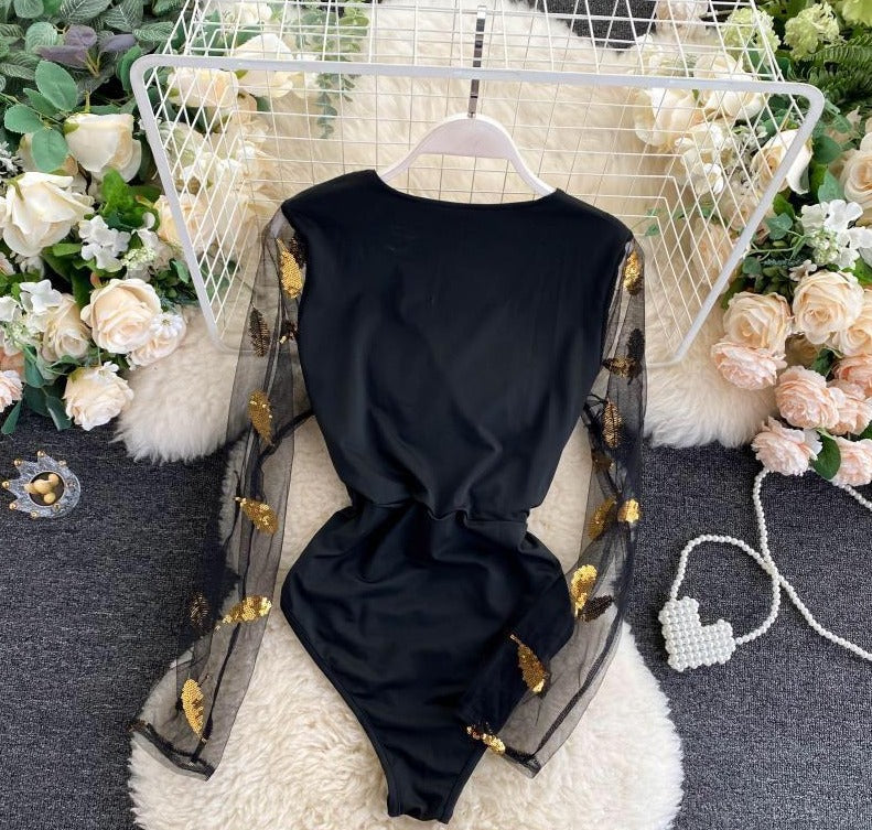 Golden Leaf Bodysuit - GladAndGlam