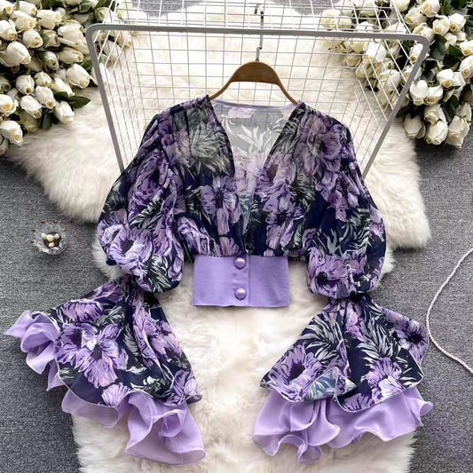 V neck Floral Blouse