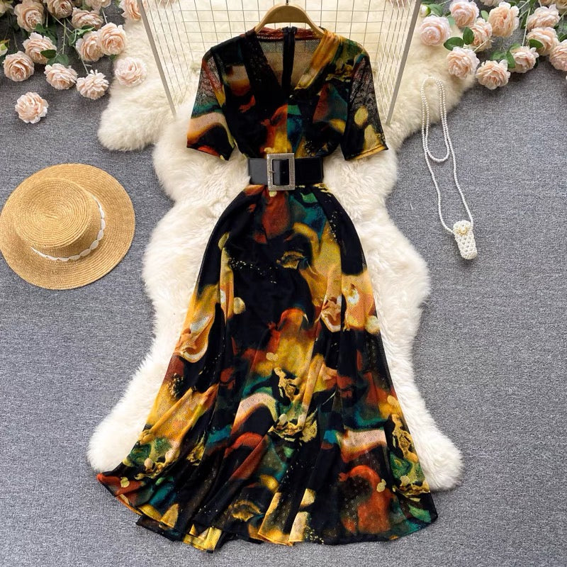 Layla Floral Belted Dress – GLAD AND GLAM - Main Image