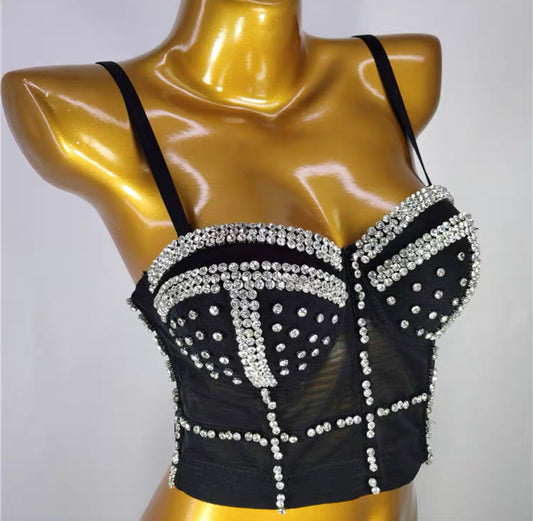 Black Rhinestone Bustier