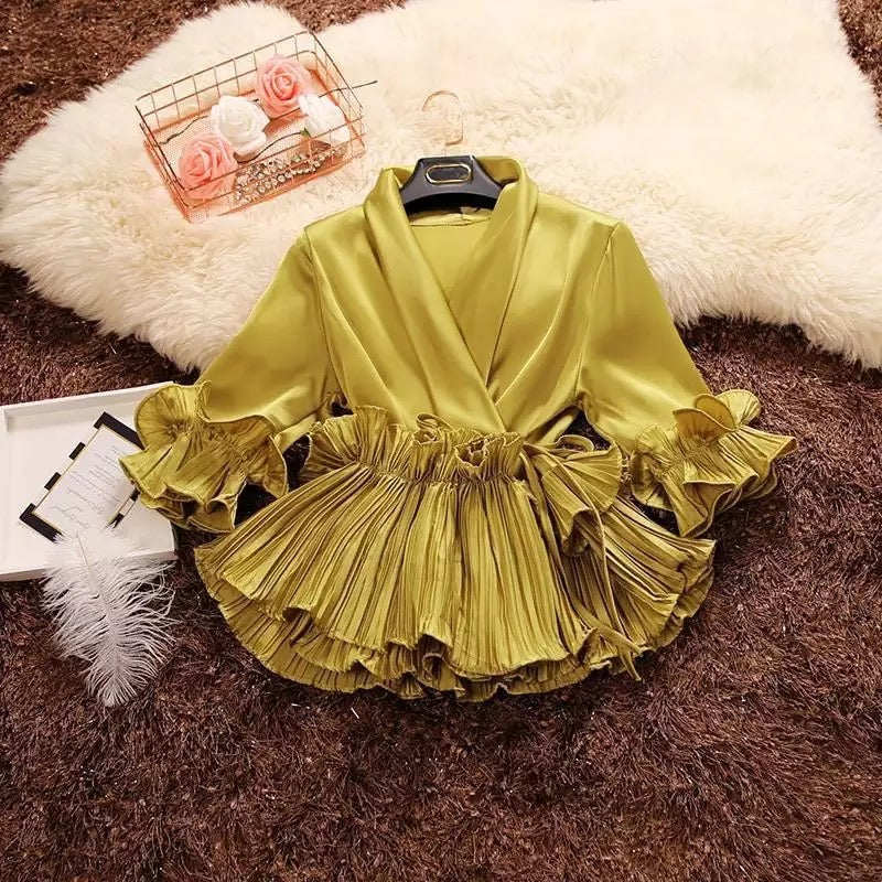 kate V-Neck Satin Blouse