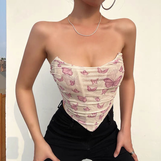 Butterfly Print Corset Top