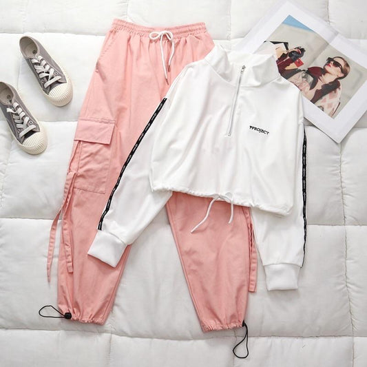 white pink tracksuit