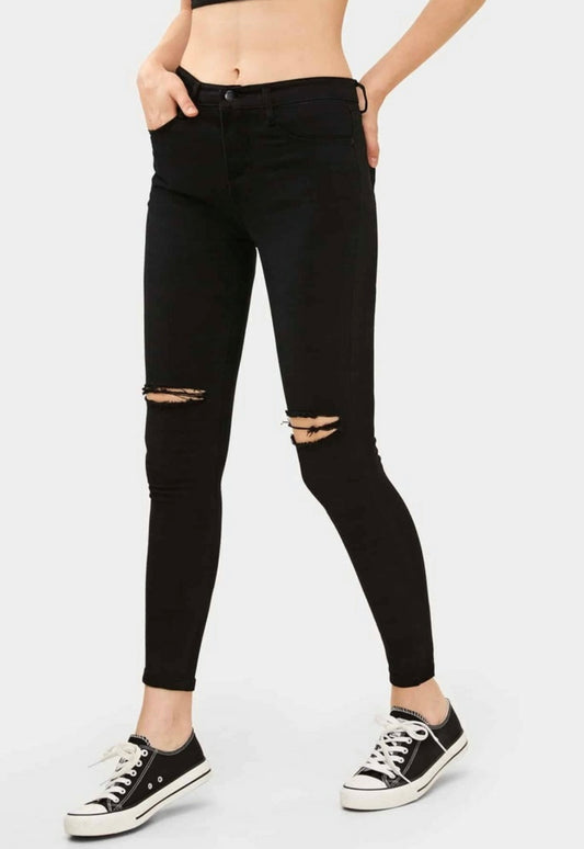High-Waisted Ripped Skinny Jeans