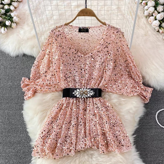 Beige Sequin Blouse