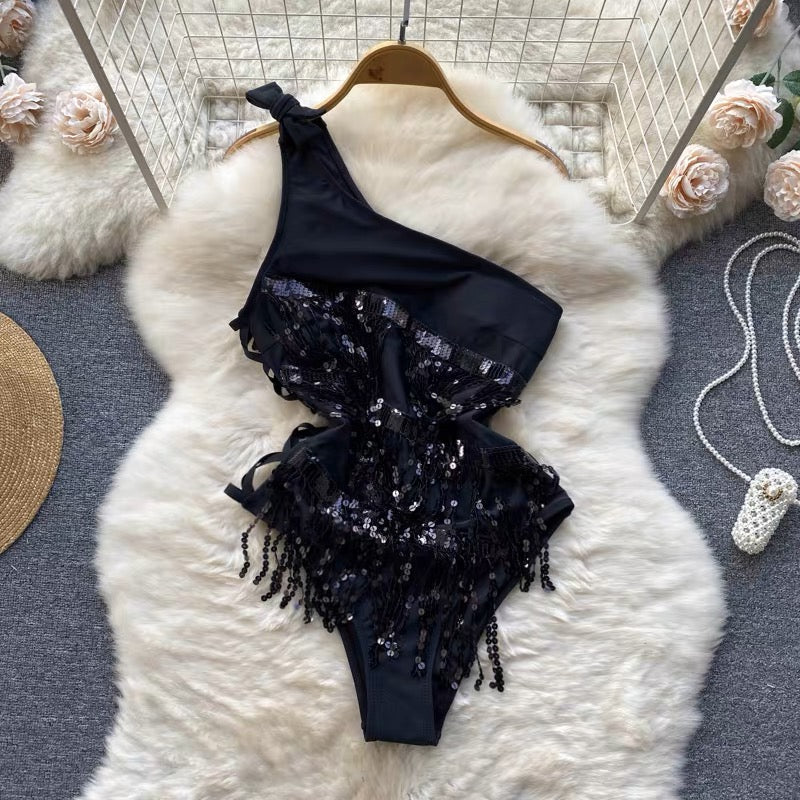 Camile One Shoulder Fringe Bodysuit