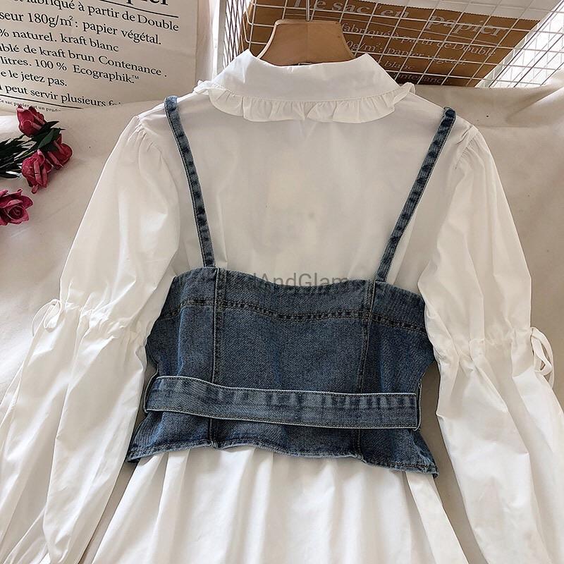 Alexa Shirt With Denim Cami Vest