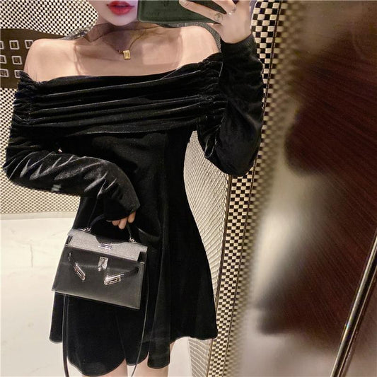 Minato Mesh Velvet Dress