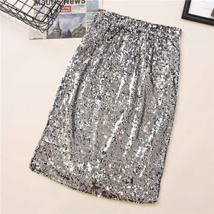 Silver Sequin Skirt