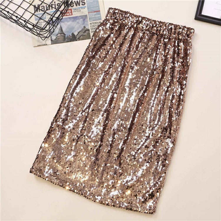 Beige Sequin Skirt