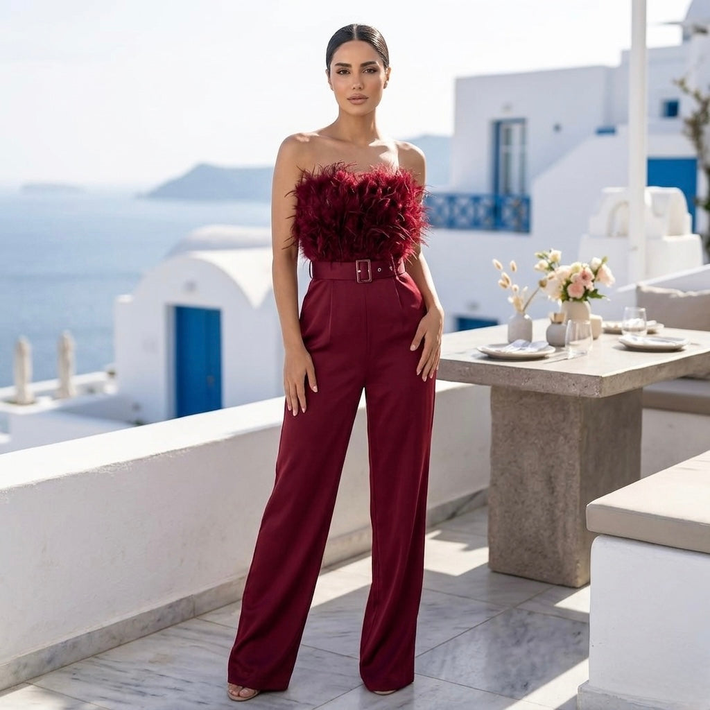 Andrew Fur Belted Jumpsuit