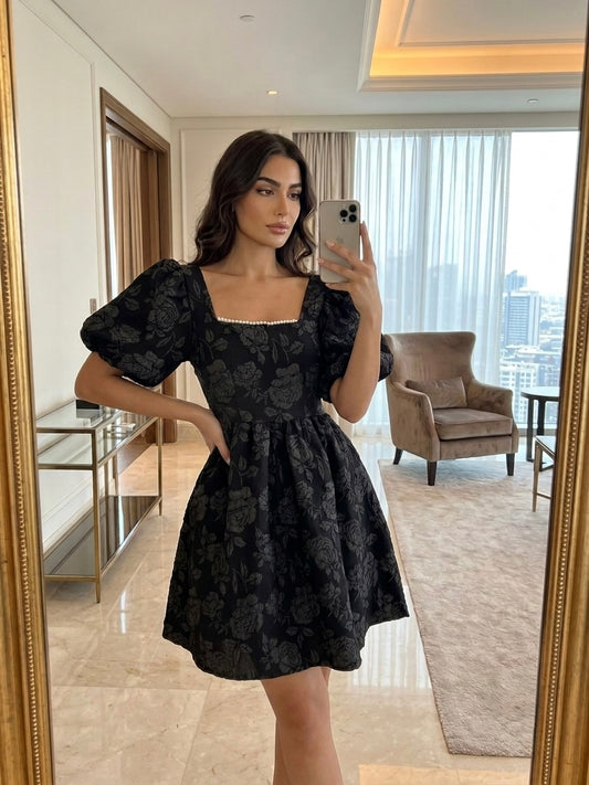 Rosalie Pearl Square Neck Dress