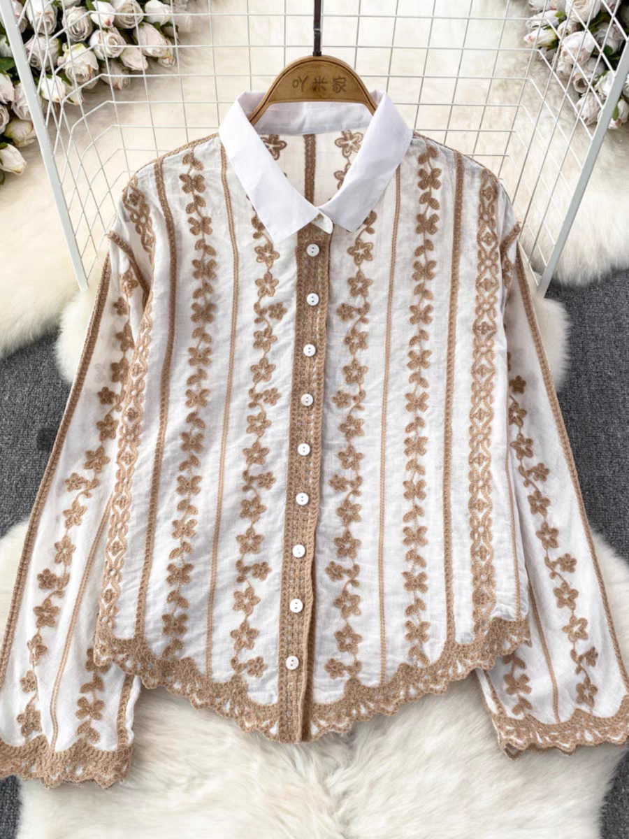 Beige Embroidered Shirt