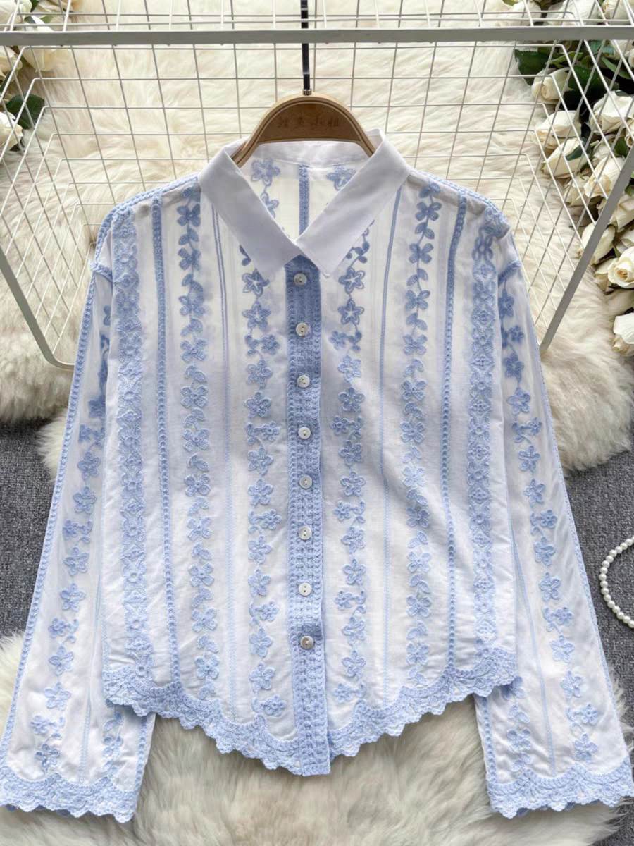 Blue Embroidered Shirt