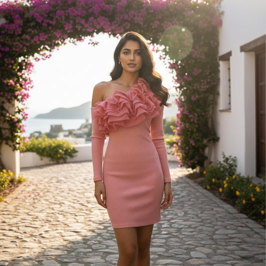Noah One Shoulder Ruffle Dress