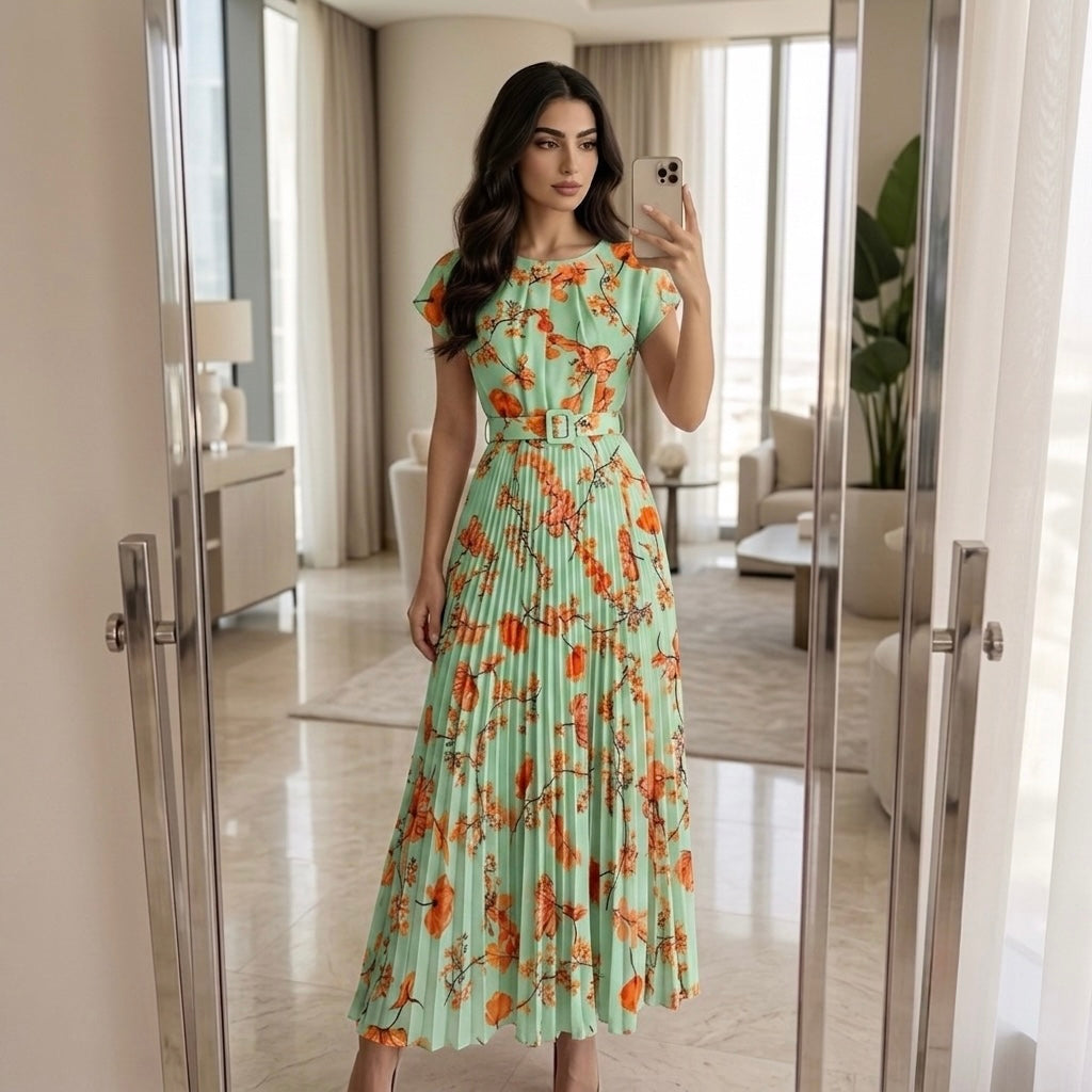 Kylie Floral Pleated Maxi Dress