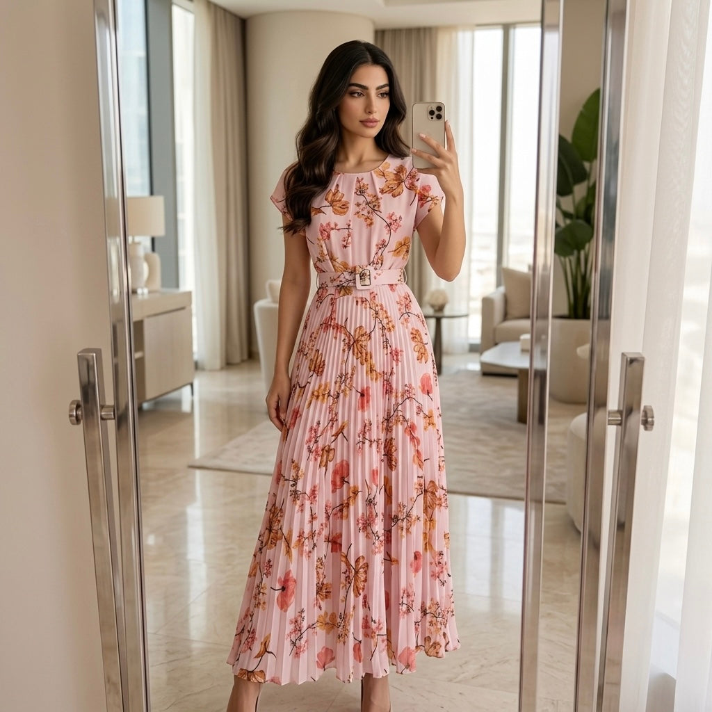 Kylie Floral Pleated Maxi Dress