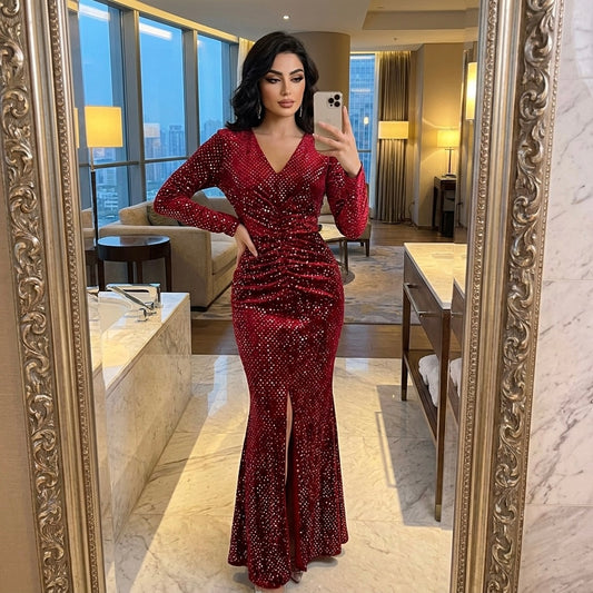 Emma Sequin Slit Dress